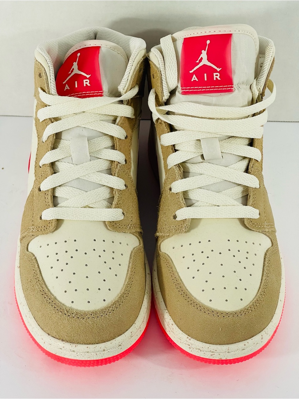 Nike Mid-Top Sneakers in Cream, Tan & Red - Picture 3 of 12